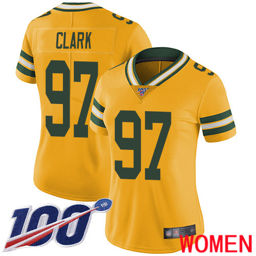 Green Bay Packers Limited Gold Women #97 Clark Kenny Jersey Nike NFL 100th Season Rush Vapor Untouchable->youth nfl jersey->Youth Jersey